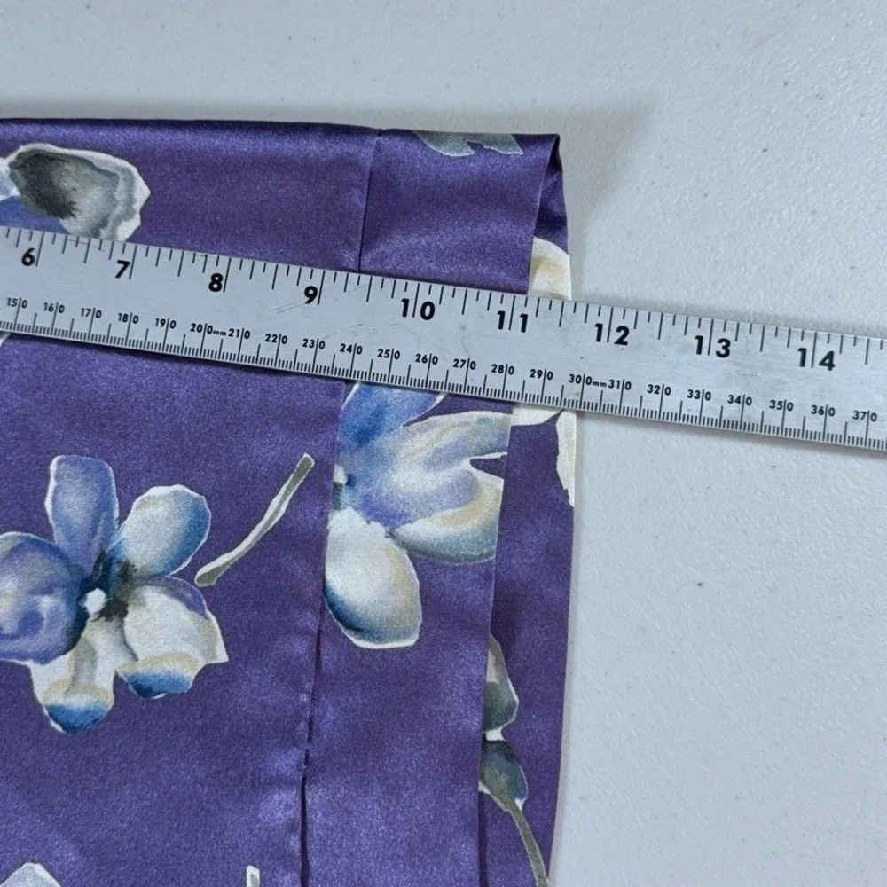Vintage Inner Most Floral Dressing Gown Robe M/L Purple 80s Satin Travel